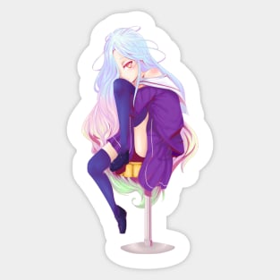 shiro, no game no life, cute, purple, siting girl, anime. Sticker